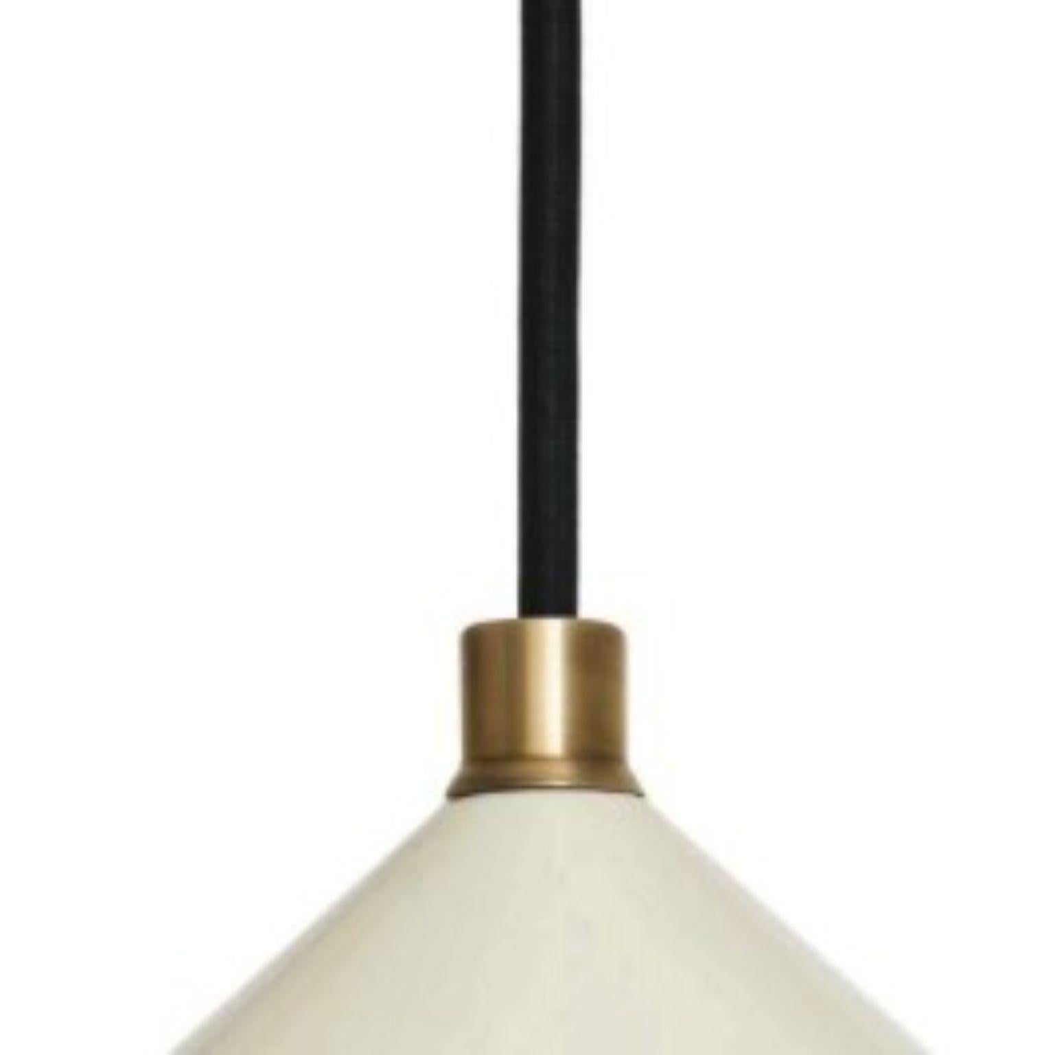 British Shear Pendant Light - Brass - White by Bert Frank For Sale