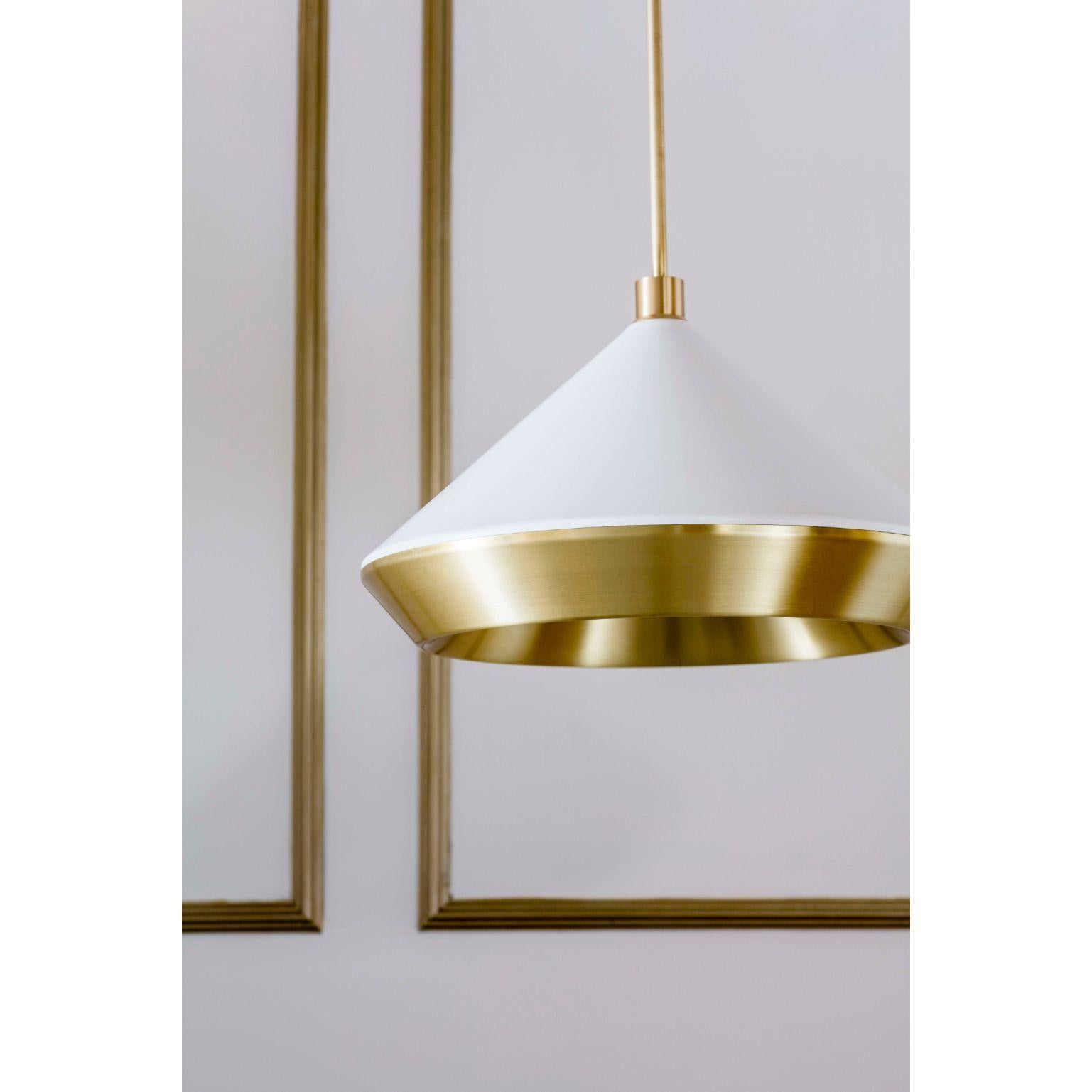 Moderno Lampada a sospensione Shear XL, ottone, bianco di Bert Frank in vendita