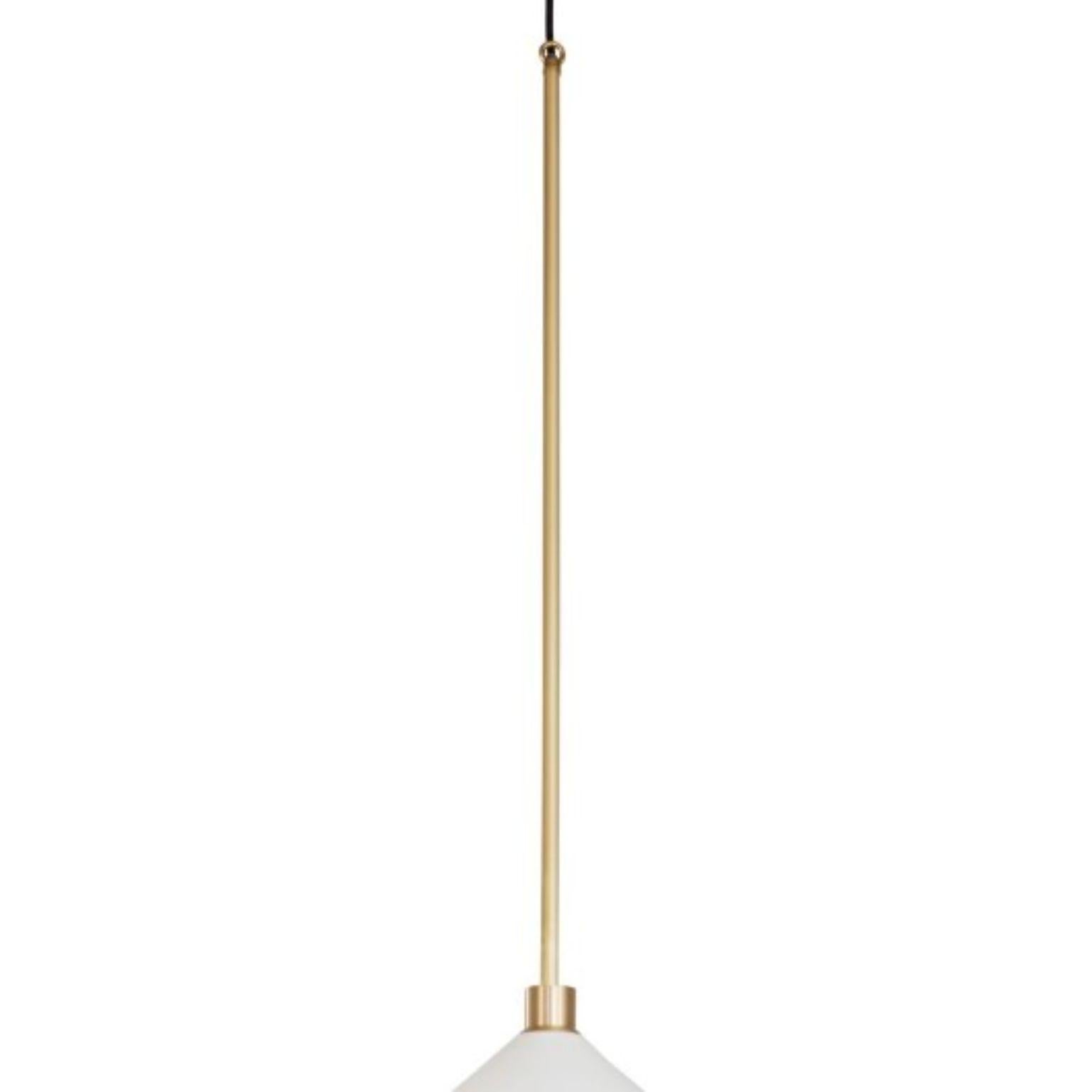 Shear Pendant Light XL, Brass, White by Bert Frank 1