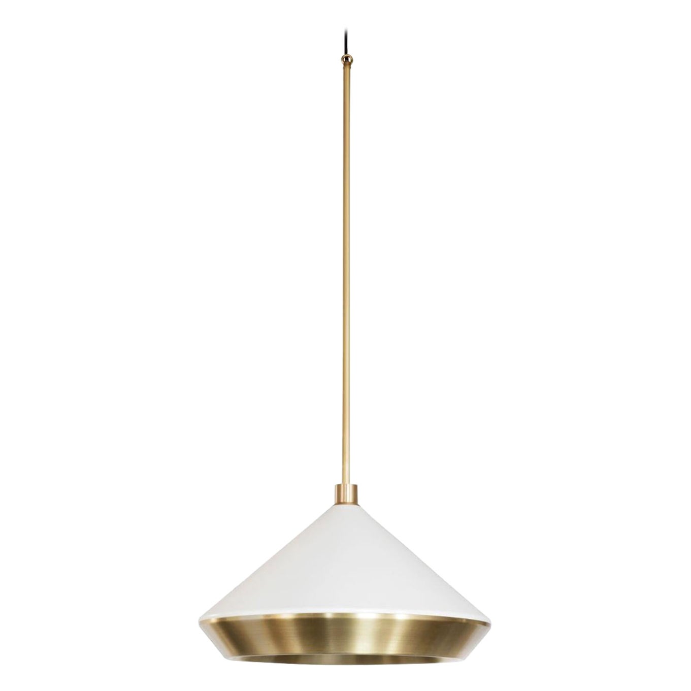 Lampada a sospensione Shear XL, ottone, bianco di Bert Frank