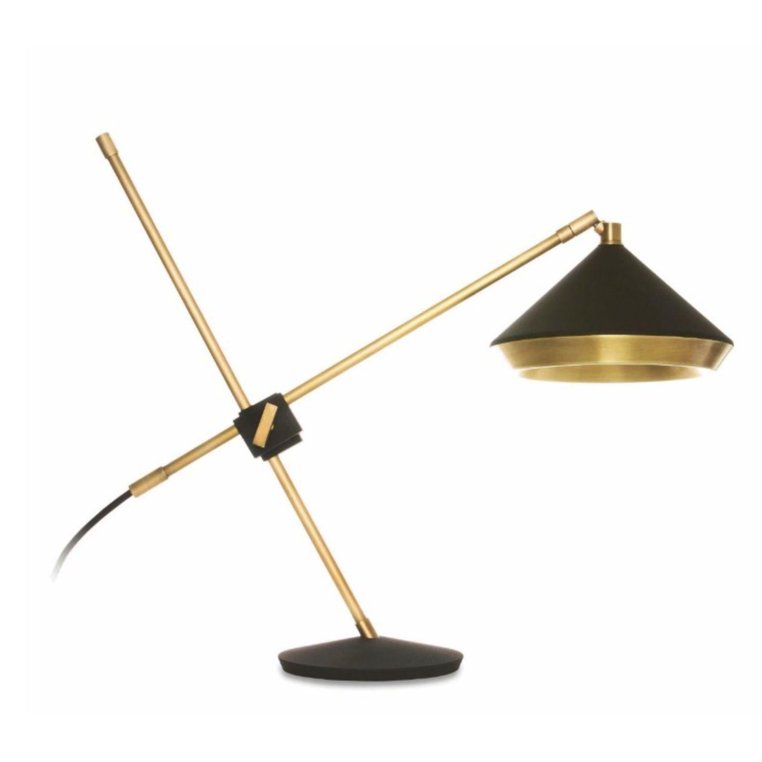 Contemporary Shear Table Light, Brass, Black by Bert Frank For Sale