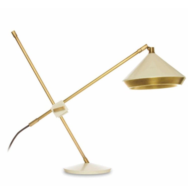 Modern Shear Table Light, Brass, White by Bert Frank For Sale