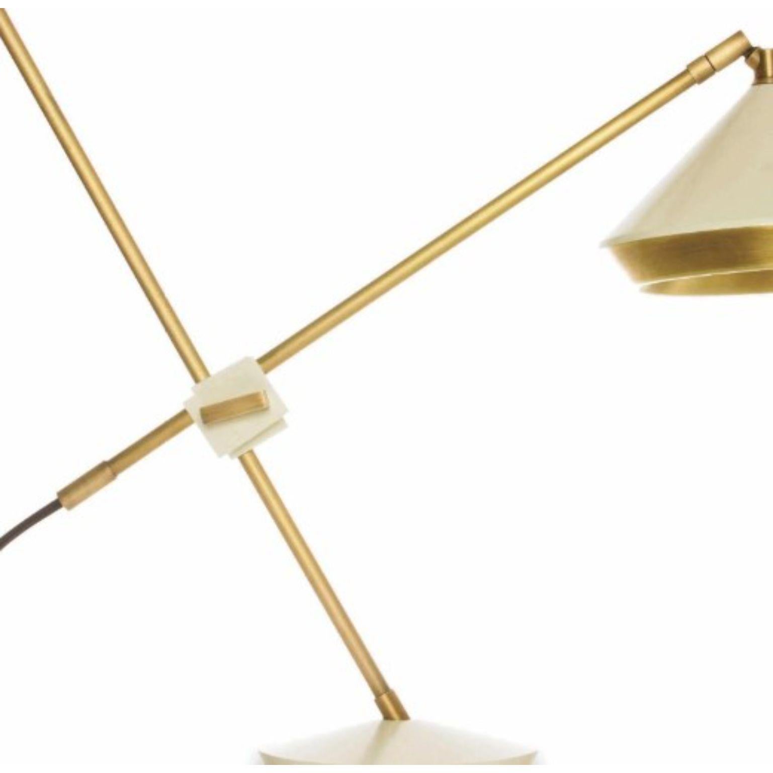 Shear Table Light, Brass, White by Bert Frank In New Condition In Geneve, CH
