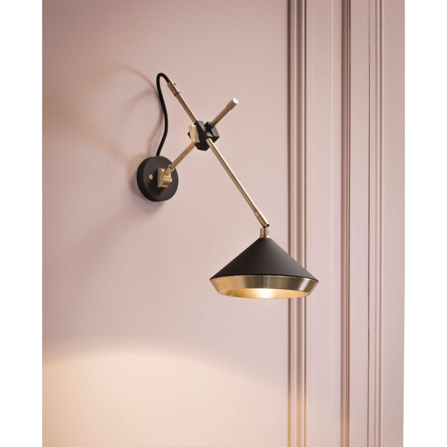 Modern Shear Wall Light, Brass, Black by Bert Frank For Sale
