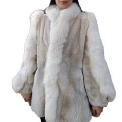 Sheared Beaver Fur Coat with Fur Trim (Size 8-M)