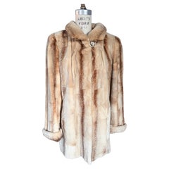 Sheared Fur Mink Vintage Short Jacket Coat "shearling look"