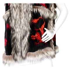 Sheared Mink & Fox Fur Dragon Print Vest