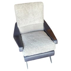 MLB Trousdale Armchair in Shearling and Black Leather