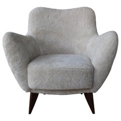 Shearling Chair in the Manner of Gio Ponti, Italy, 1950s