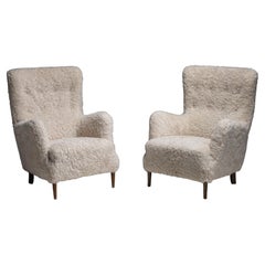 Shearling Chairs by Frits Henningsen, Denmark circa 1940