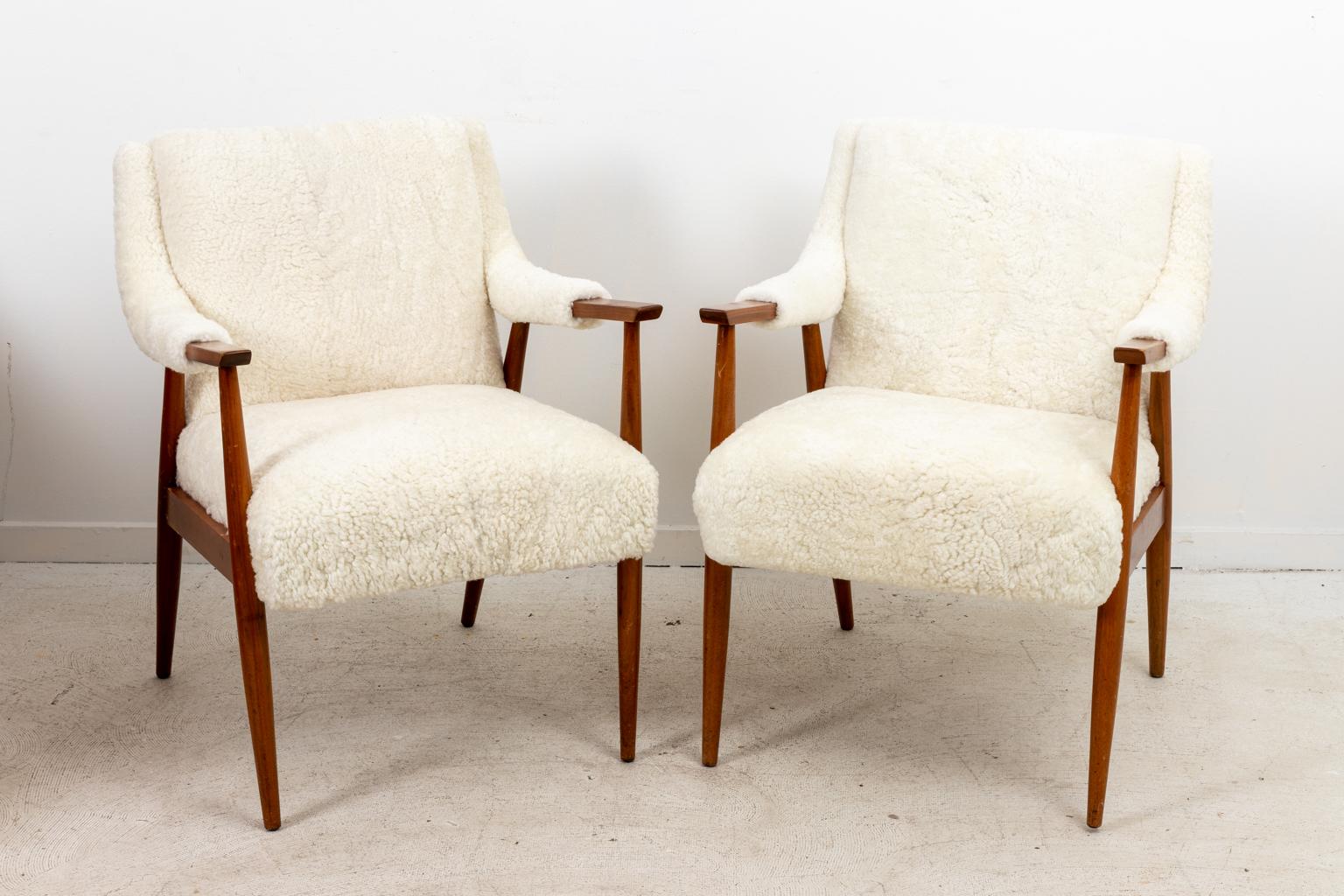Scandinavian Modern Shearling Danish Modern Chairs 