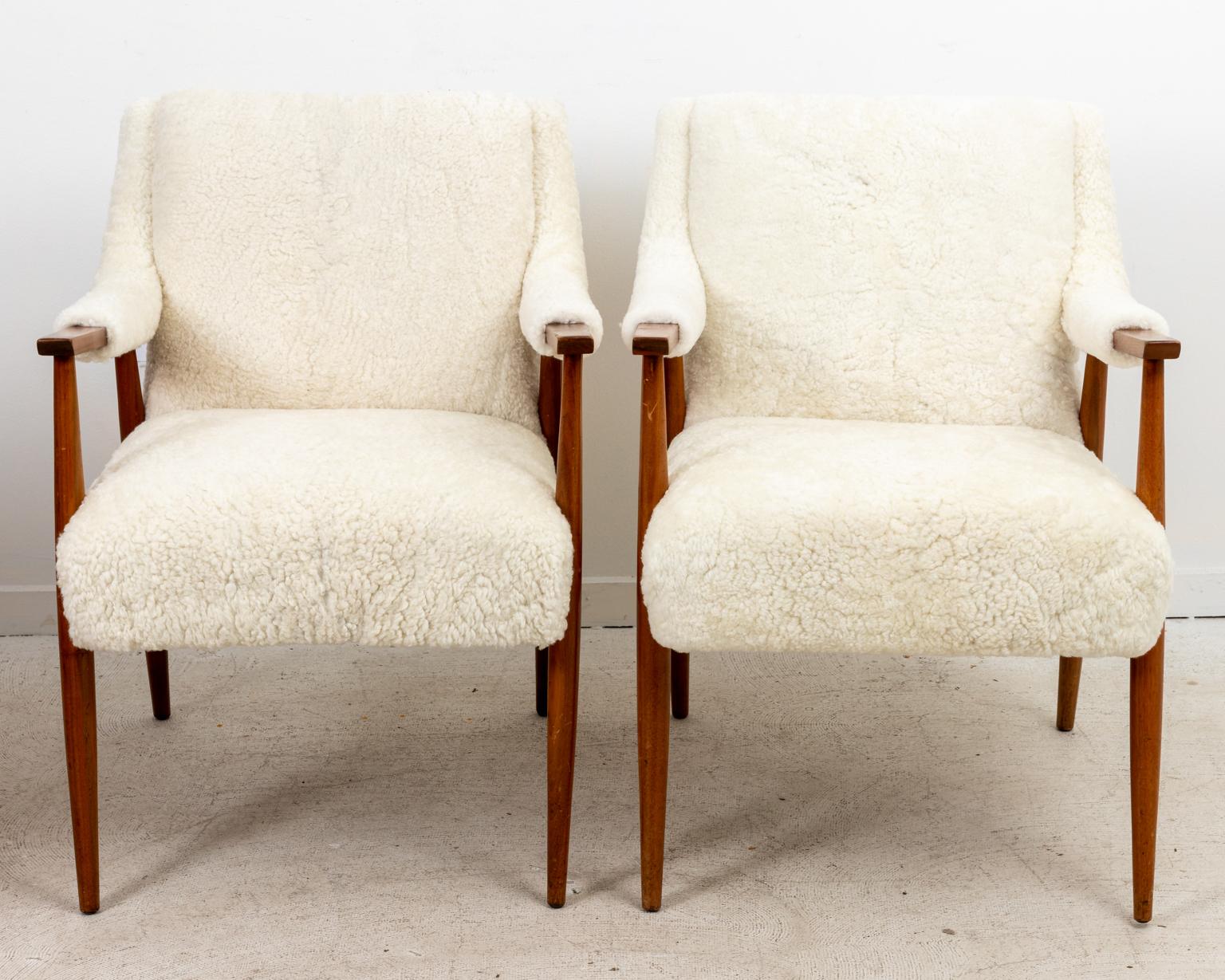 Shearling Danish Modern Chairs  In Good Condition In Stamford, CT