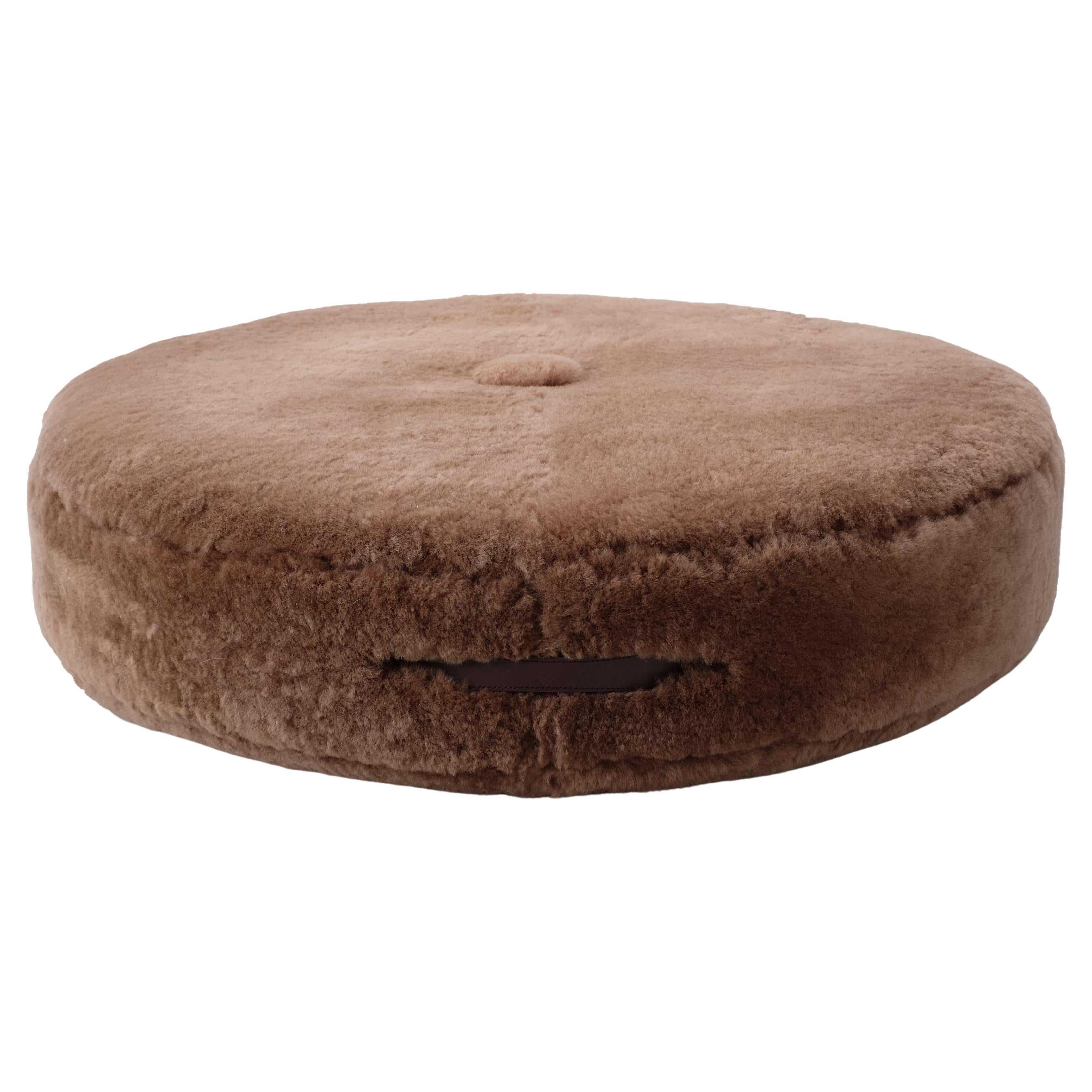 Shearling Floor Cushion 30" in Latte by Moses Nadel
