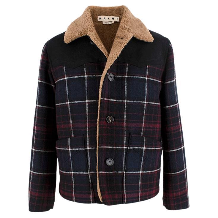 Shearling Lined Check Wool Coat