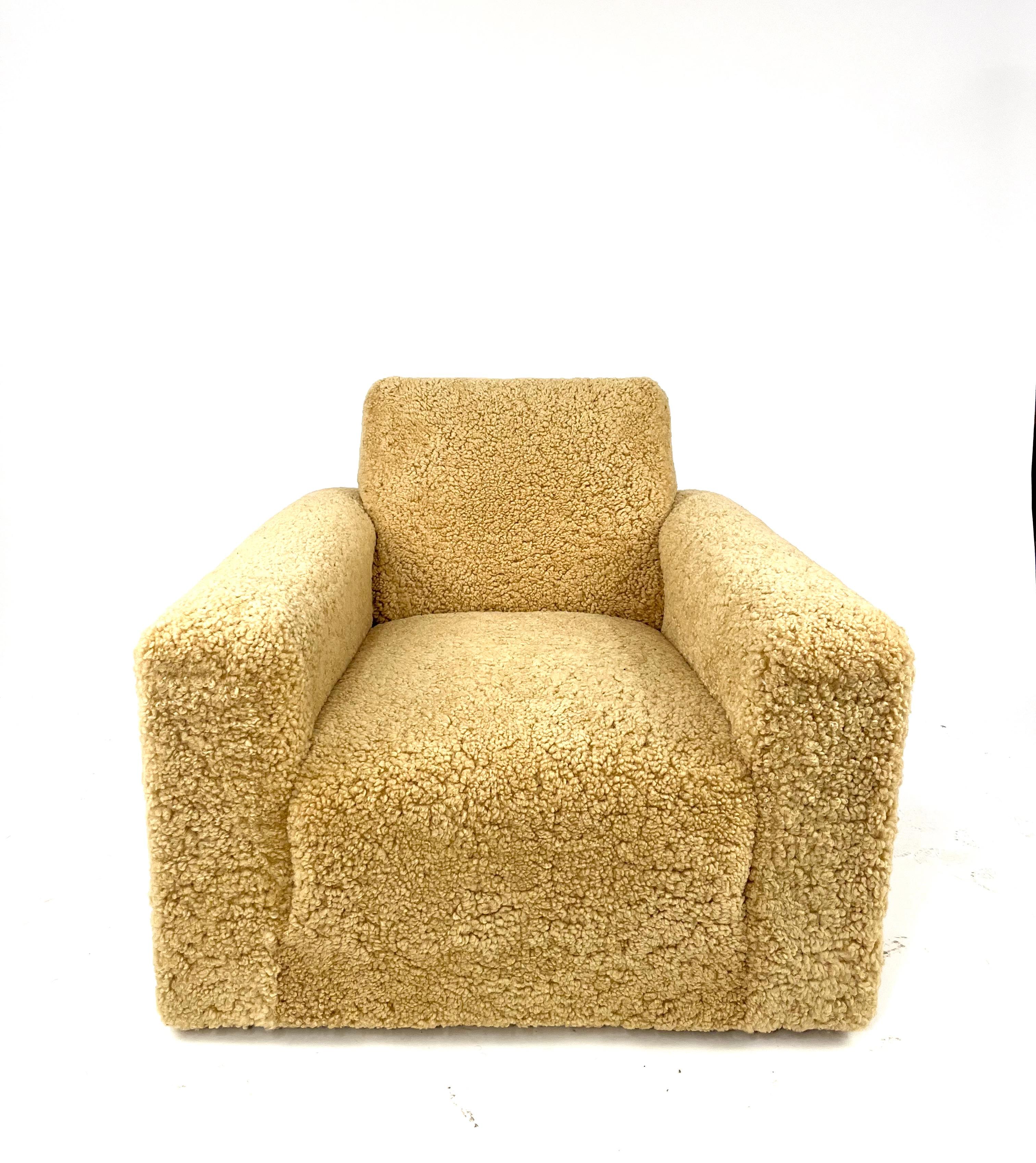 20th Century Shearling lounge chair, Sweden. For Sale