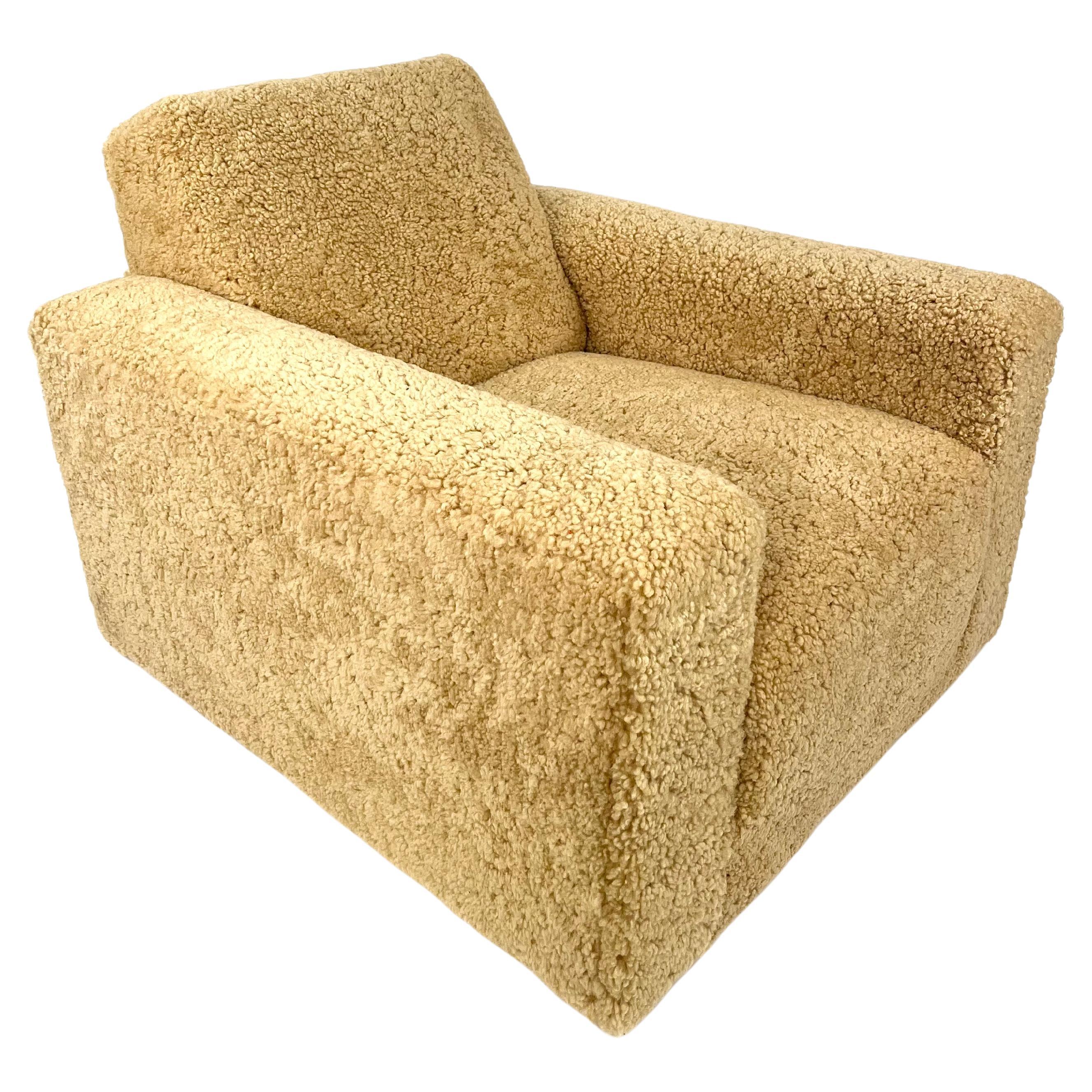 Shearling lounge chair, Sweden. For Sale