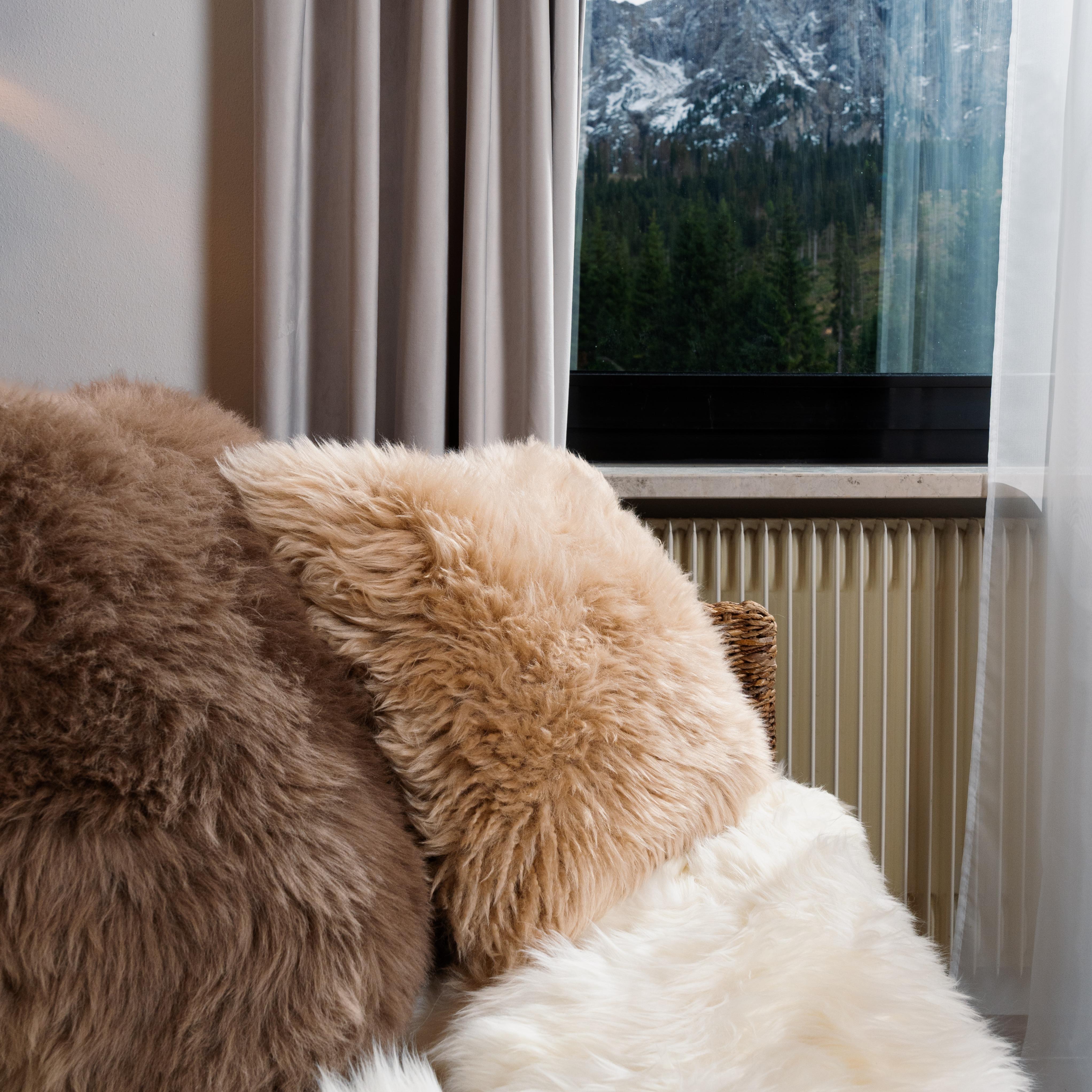 Other Shearling Sheepskin Beige Cushion by Muchi Decor, Made in Italy For Sale