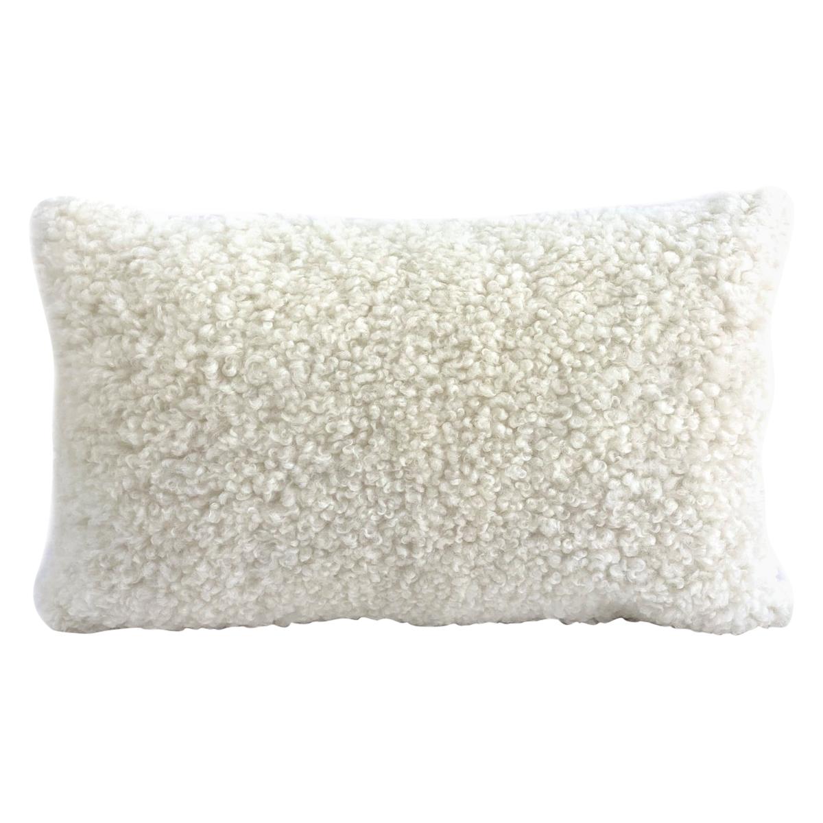 Sheepskin Shearling Pillow Lumbar - White 35*60cm  14*24"