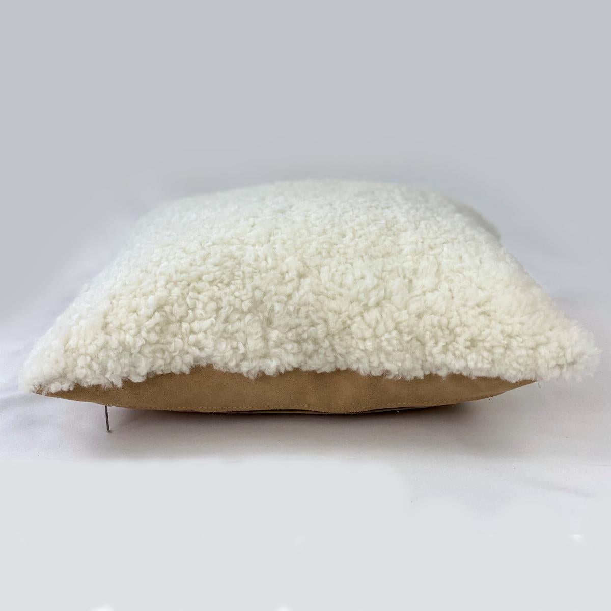 Scandinavian Modern Sheepskin  Shearling Pillow Rectangle - White 35x50cm  14x20