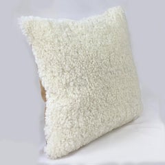 Shearling Sheepskin Pillow, White 50x50cm  20x20"
