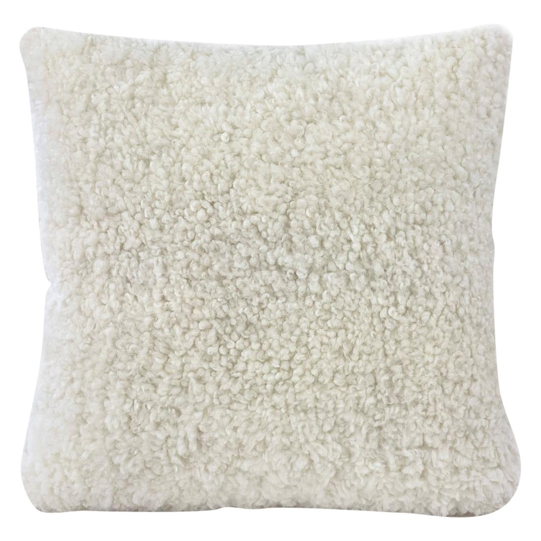 Shearling Sheepskin Pillow, White 50x50cm  20x20"