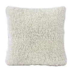 Shearling Pillow, White Sheepskin Square 18x18"  40x40cm