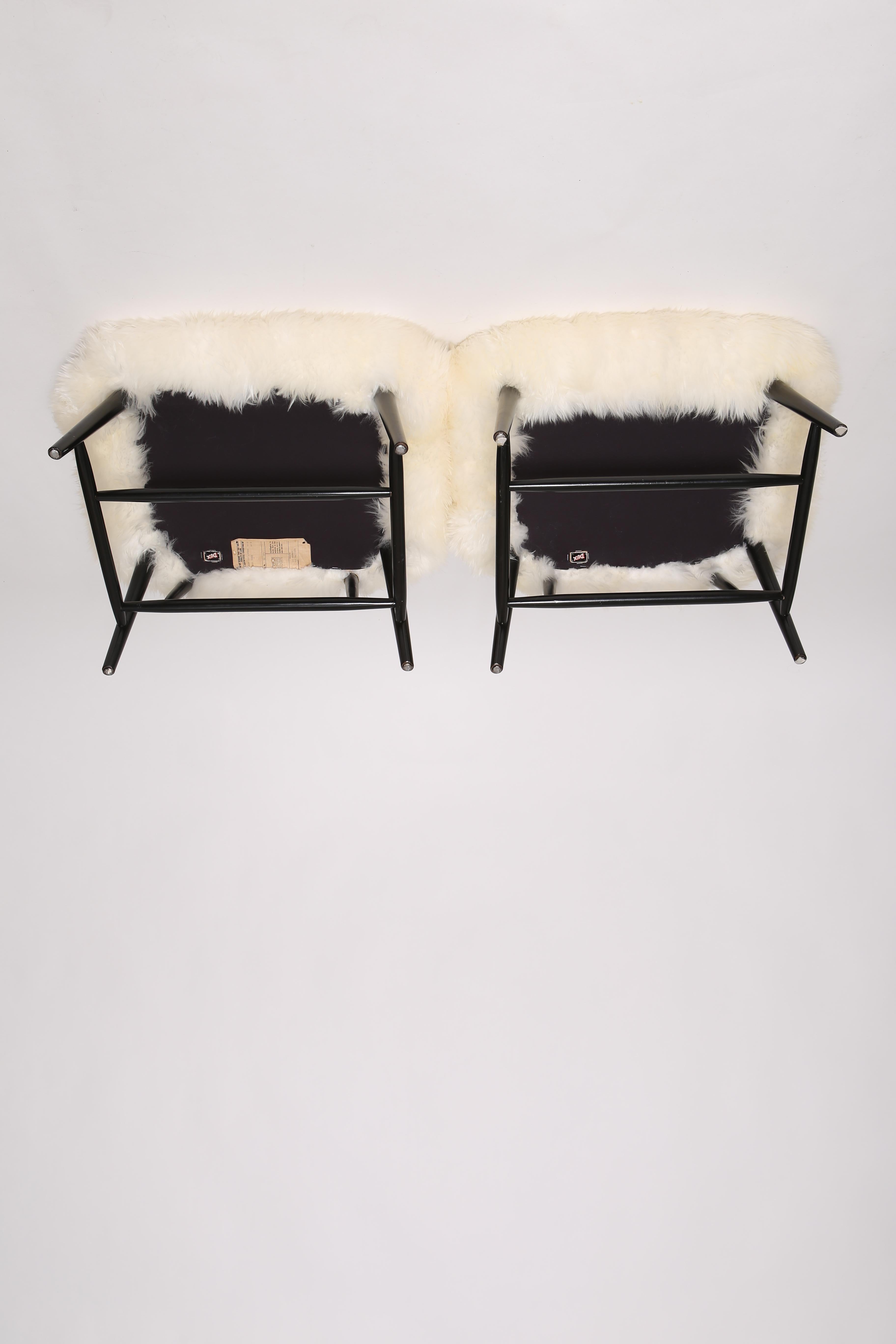 Swedish TeVe Chairs, a Pair by Alf Svensson in shearling