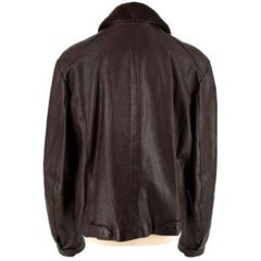Shearling Trim Brown Leather Jacket