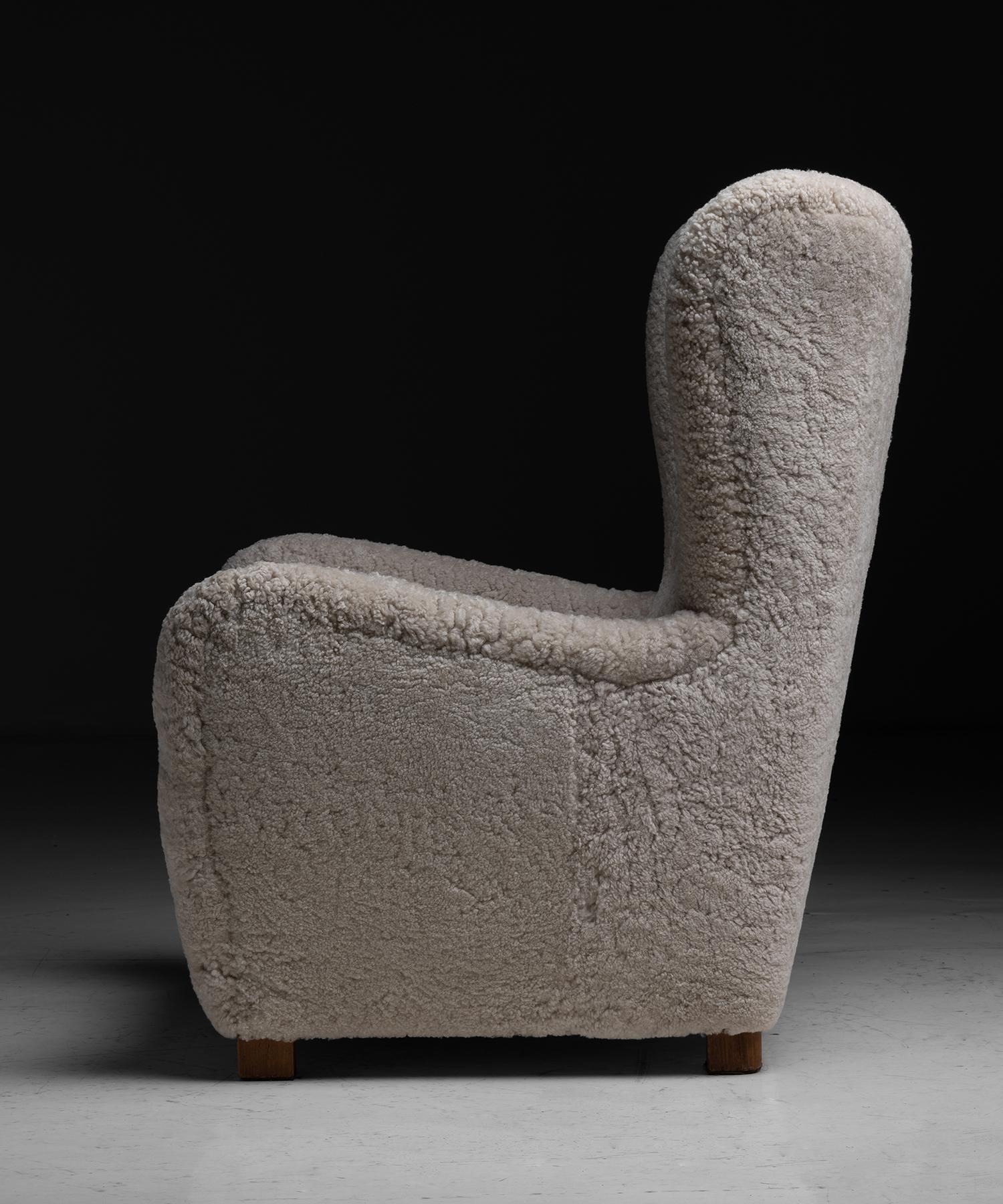 Fur Shearling Chair by Fritz Hansen, Denmark circa 1955