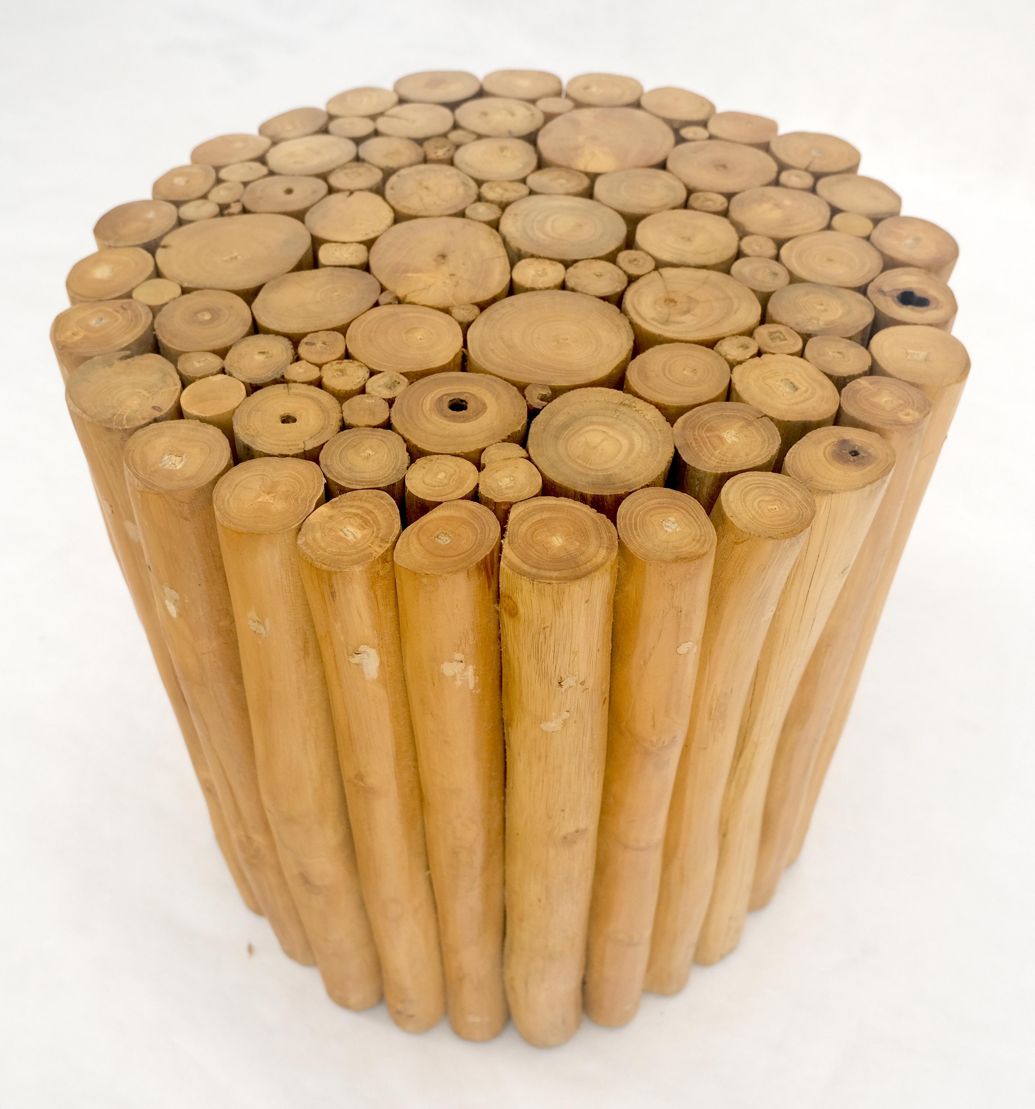 Unknown Sheath of Twigs Stripped & Varnished Hardwood Round End Side End Table Stand For Sale