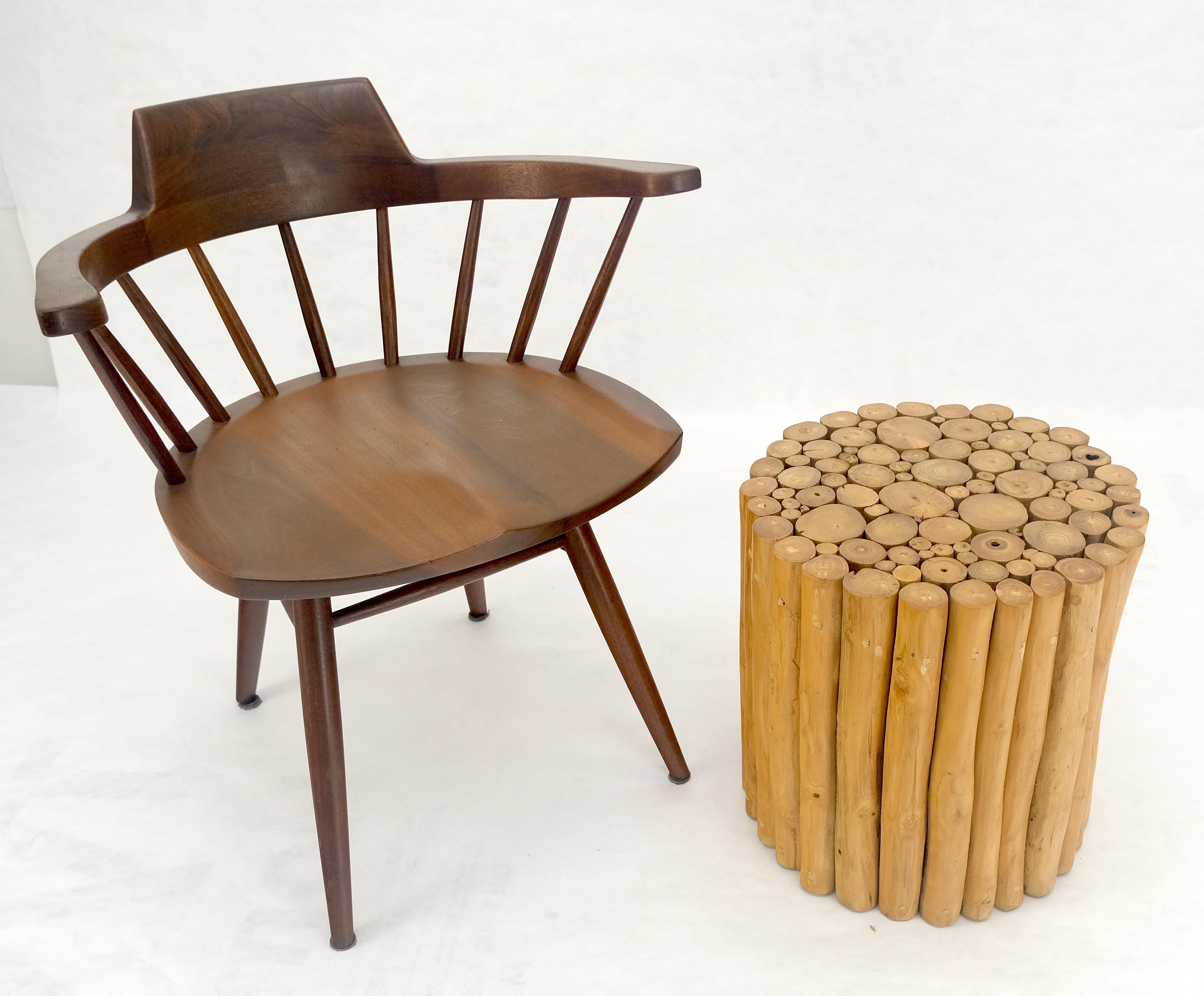 Lacquered Sheath of Twigs Stripped & Varnished Hardwood Round End Side End Table Stand For Sale