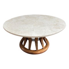 Sheath of Wheat Rosewood, Chrome and Marble Coffee Table