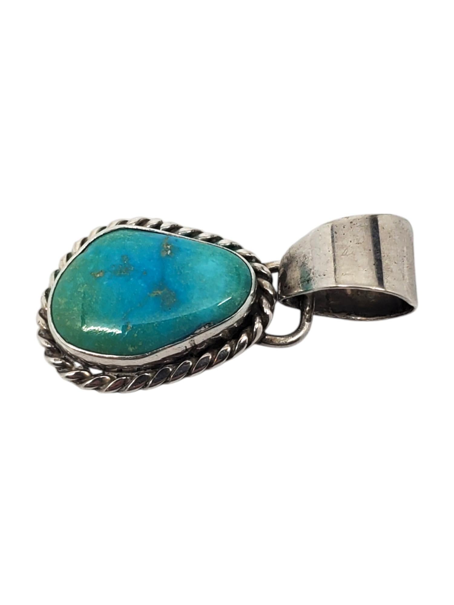 Sheena Jack Sterling Silver Turquoise Pendant #20774 In Good Condition For Sale In Washington Depot, CT