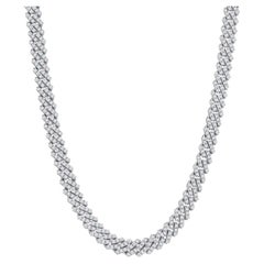 Collier à maillons cubains en or blanc 14 carats avec diamants