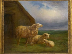 Peinture de paysage pastoral « Sheep at Pasture » (1862) d'Eugène Verboeckhoven