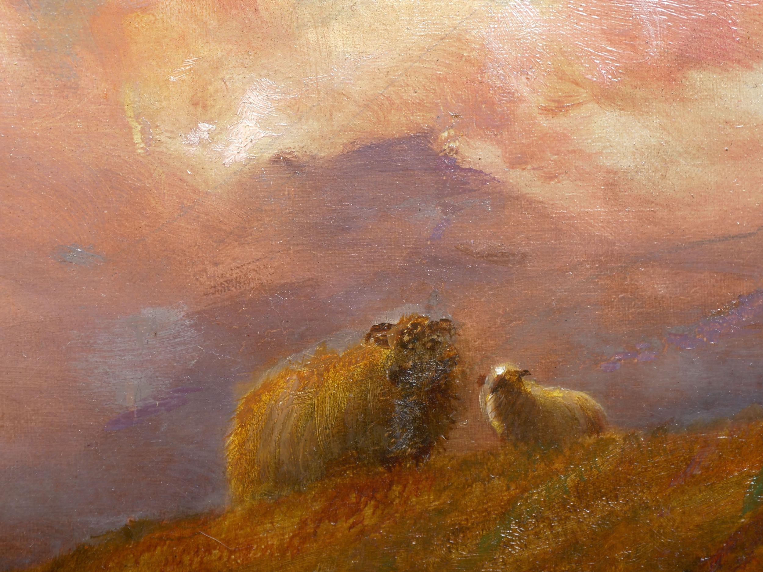 20th Century “Sheep at Rest in the Highlands” '1914' Antique Oil Painting by Robert Watson