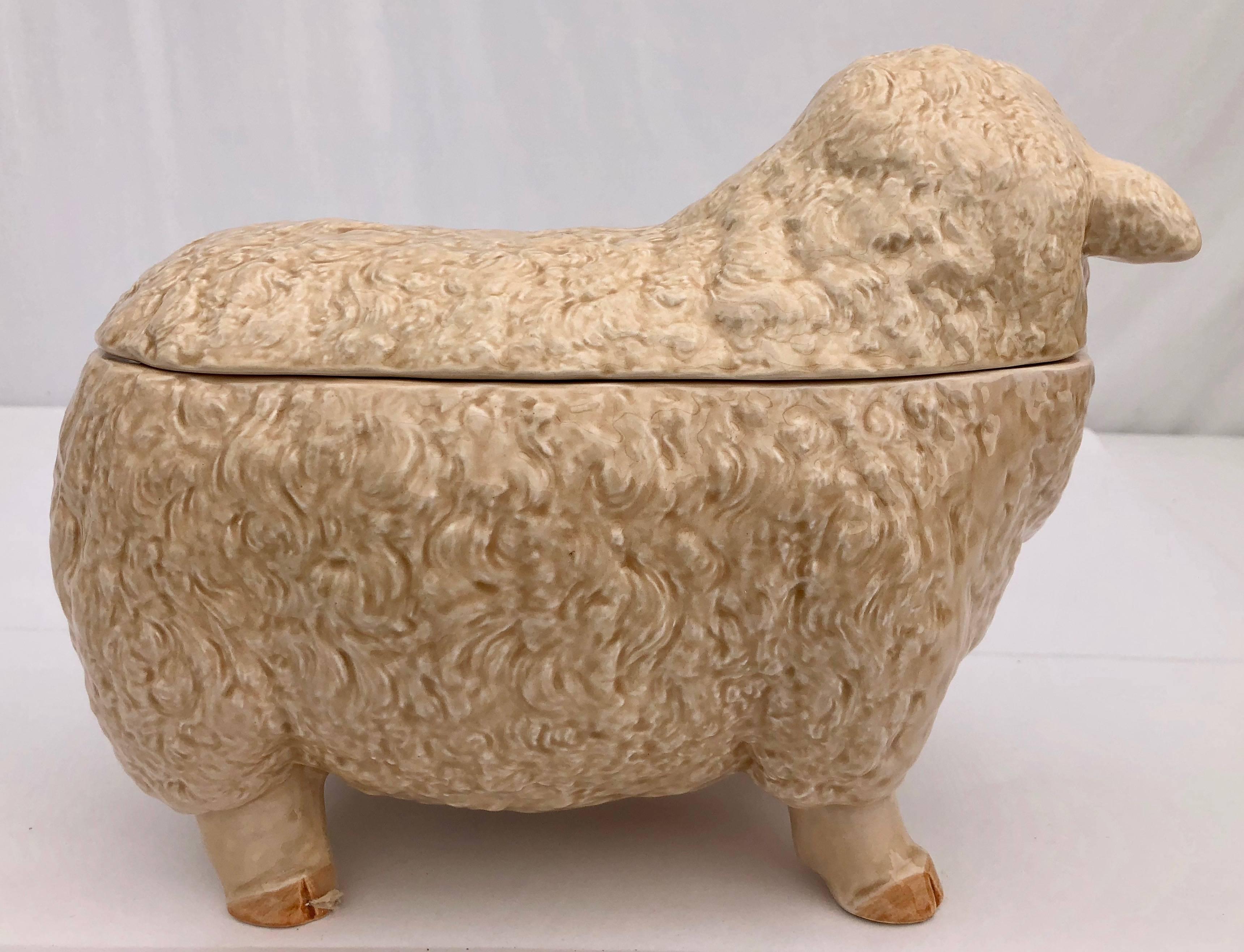 Hand-Crafted Sheep Ceramic Cookie Jar Handcrafted by Otagiri, Japan, 1984 in It's Box For Sale