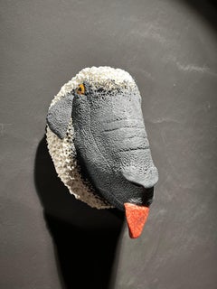 White Sheep, Ceramic Centerpiece, Wall decoration, Handmade, italy