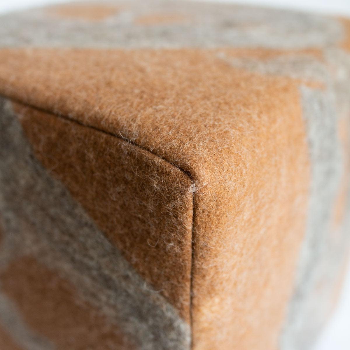 American Sheep Cube in Redwood & Grey, Felted Wool by JG Switzer For Sale