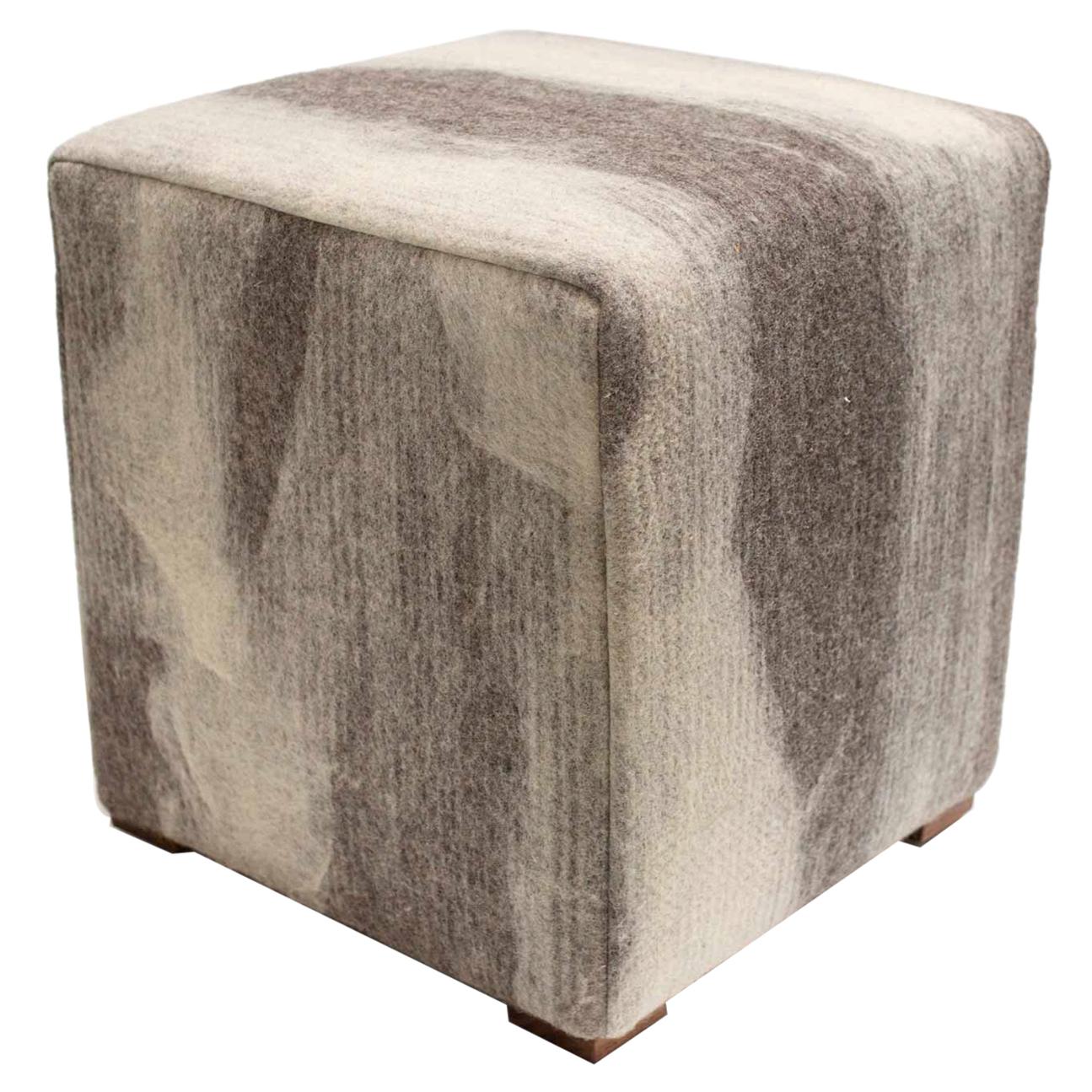 Sheep Cube in Redwood & Grey, Felted Wool by JG Switzer In New Condition For Sale In Sebastopol, CA