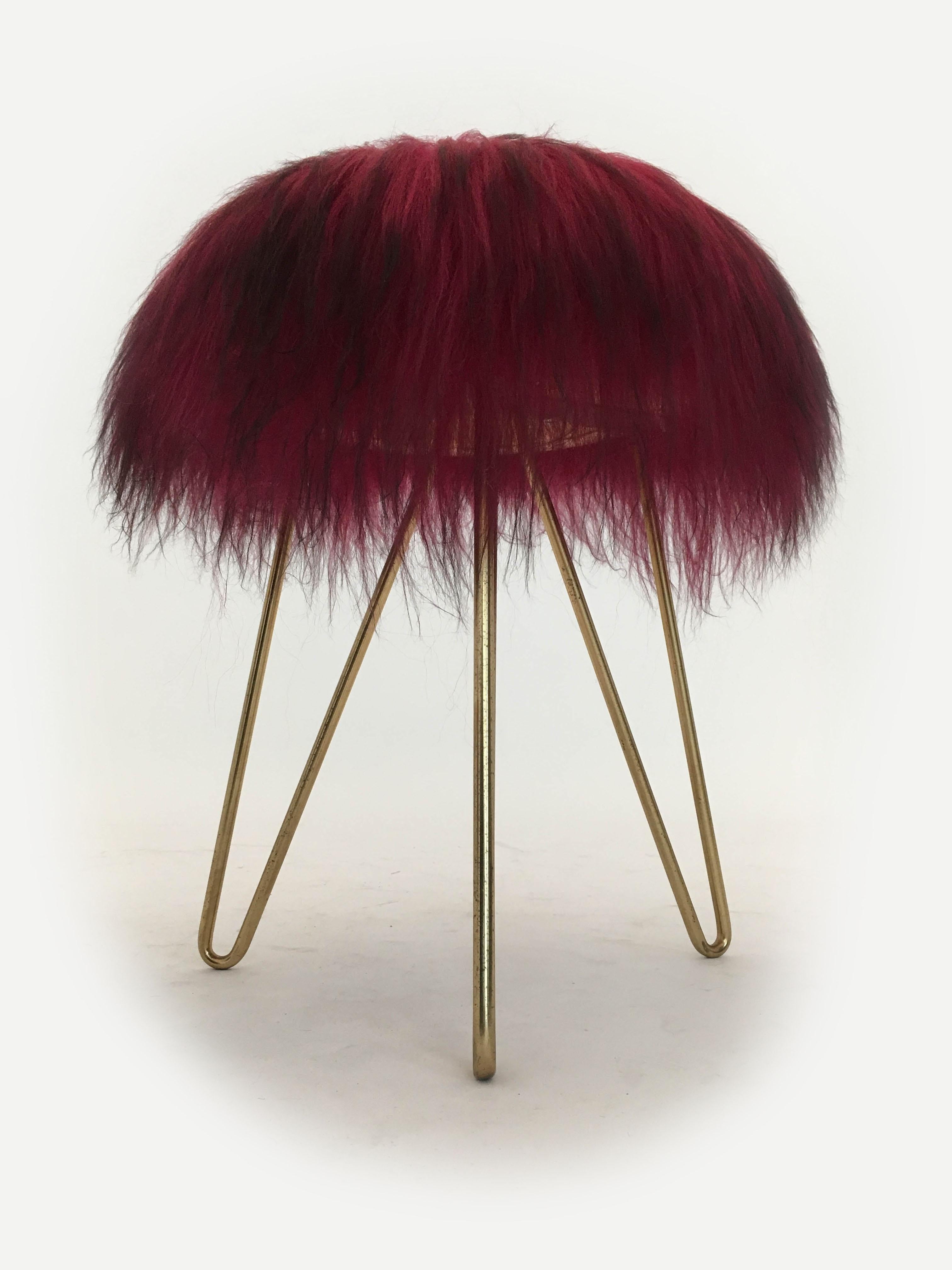 Sheep Fur Stools, France, 1950s For Sale 2