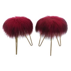 Sheep Fur Stools, France, 1950s