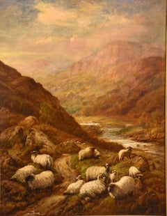 "Sheep in Highland Glen" Oil painting by Robert Watson