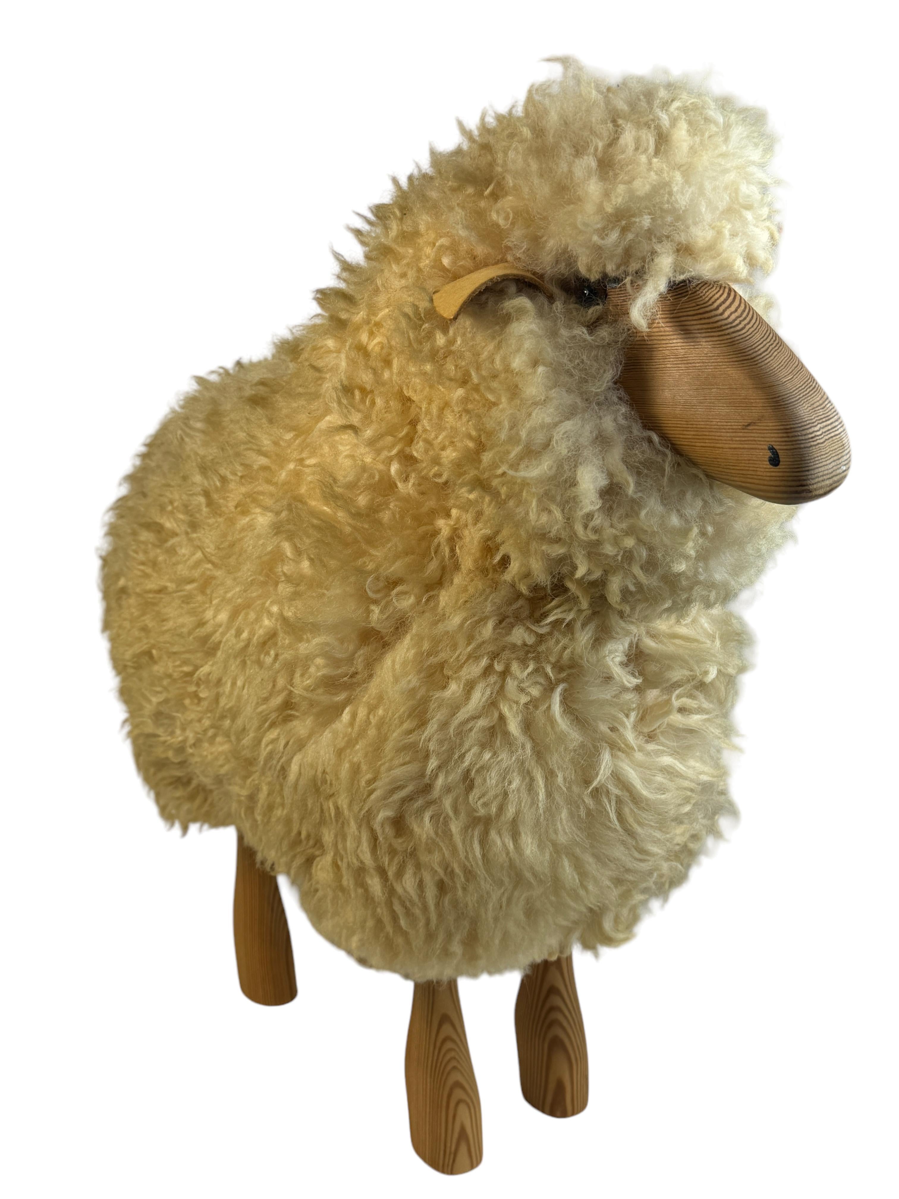 Italian Sheep Lamb Sculpture Statue by Hanns-Peter Krafft for Meier, Vintage, 1970s