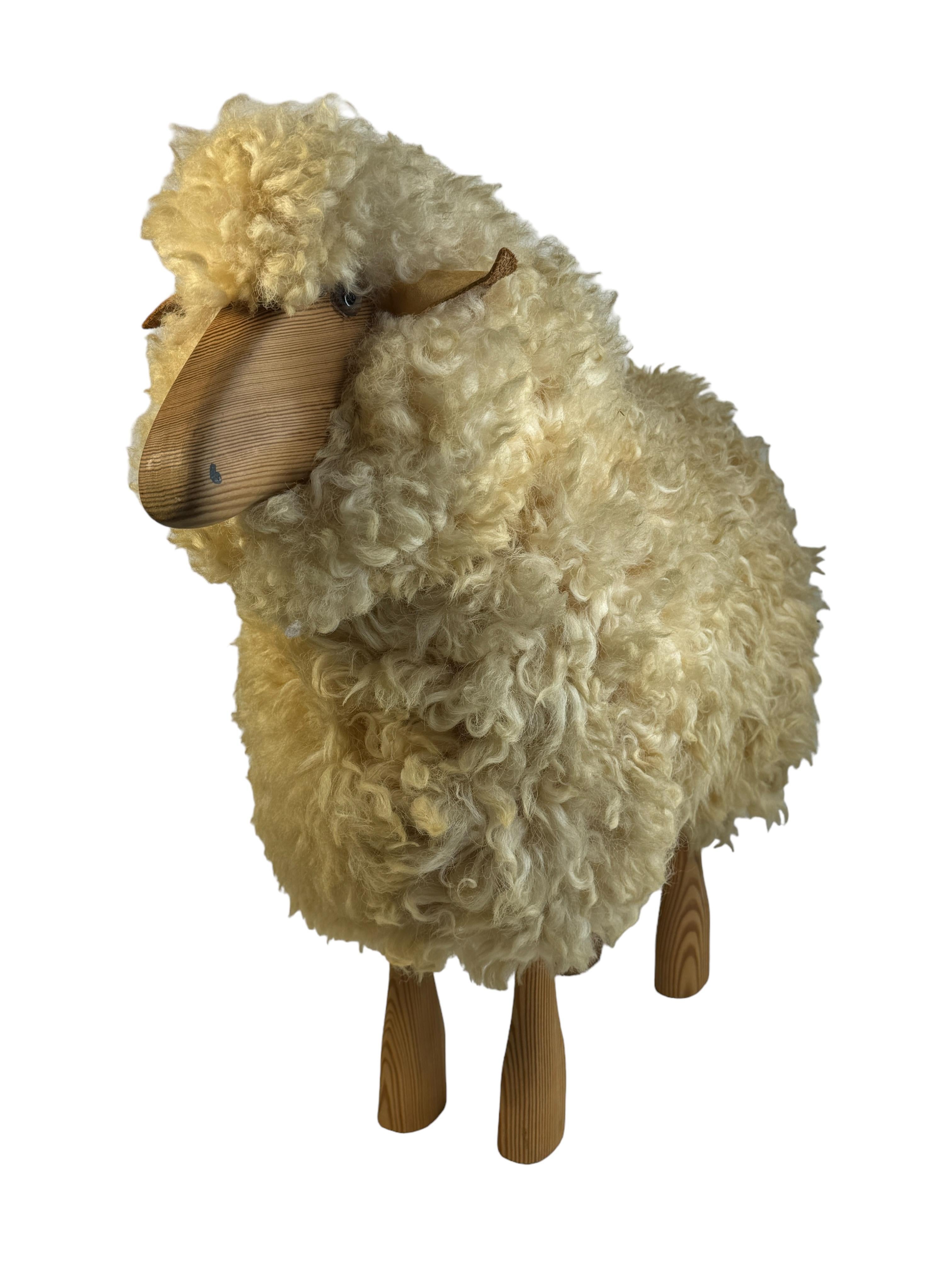 Hand-Crafted Sheep Lamb Sculpture Statue by Hanns-Peter Krafft for Meier, Vintage, 1970s