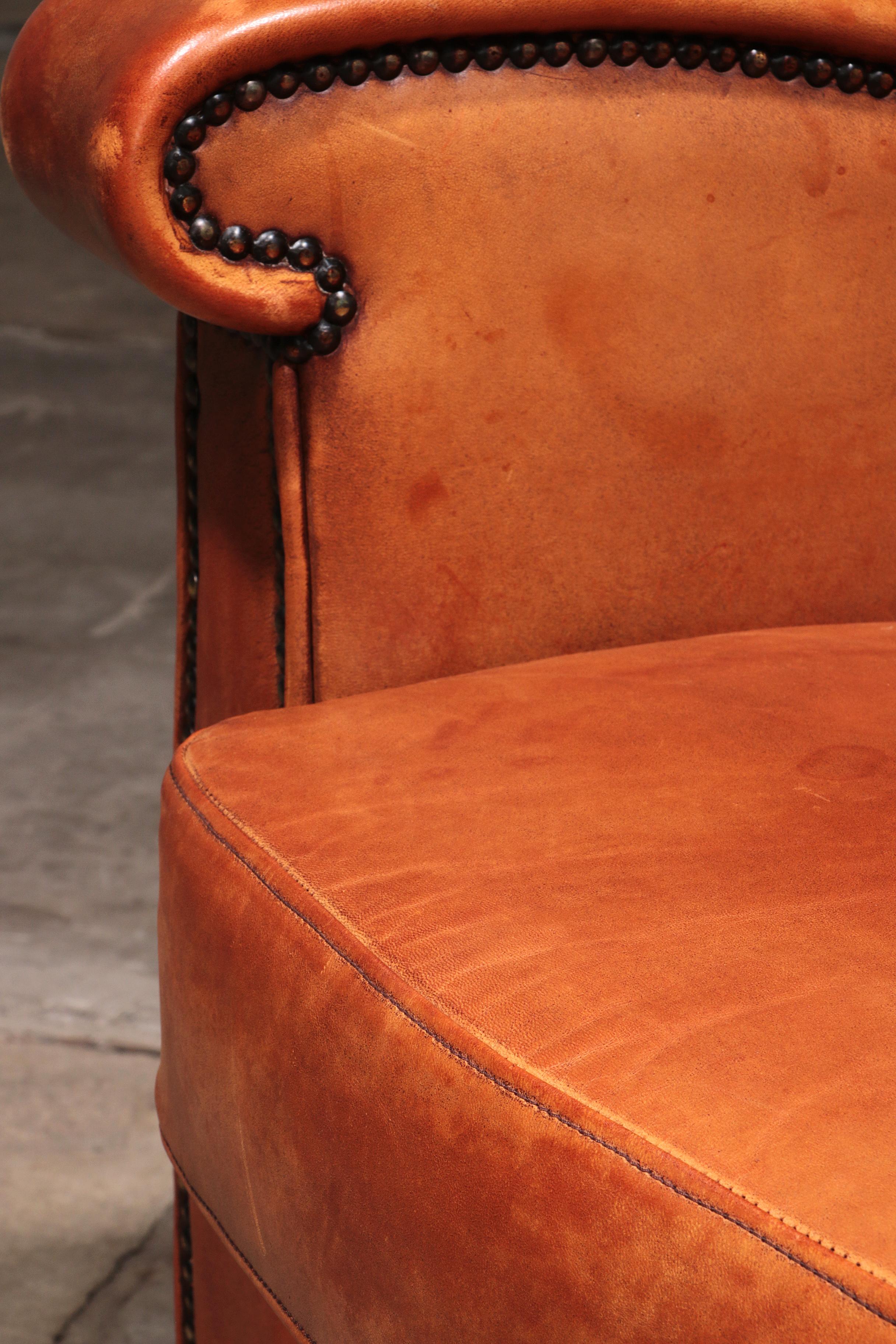 Fauteuil en cuir de mouton design néerlandais fait à la main 1970 - Marque Joris en vente 4