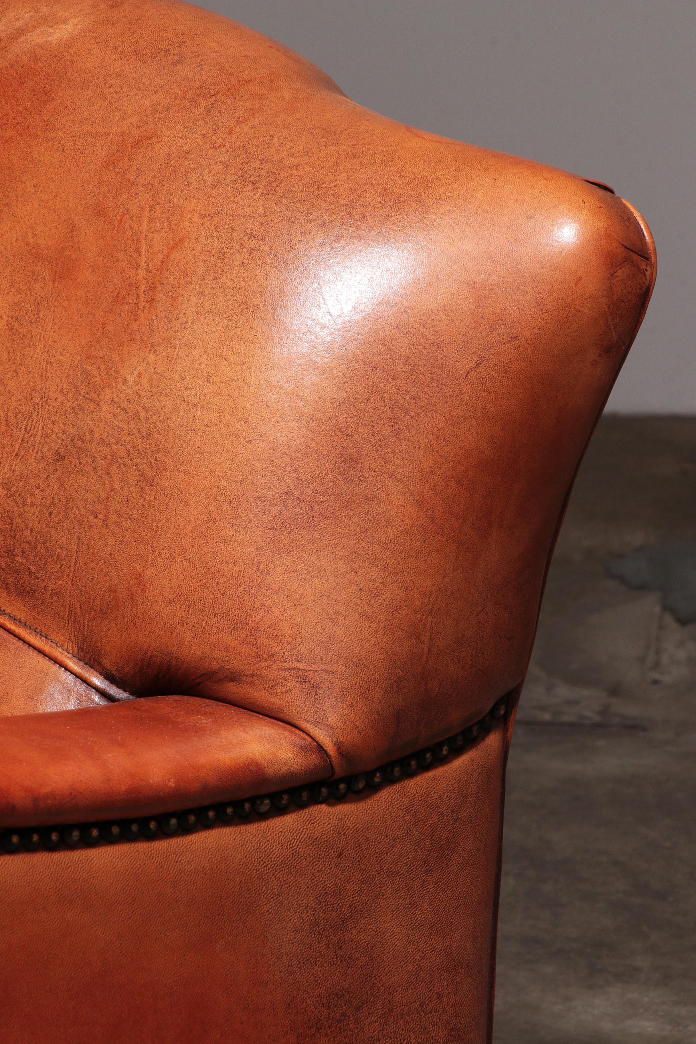 Fauteuil en cuir de mouton design néerlandais fait à la main 1970 - Marque Joris en vente 5