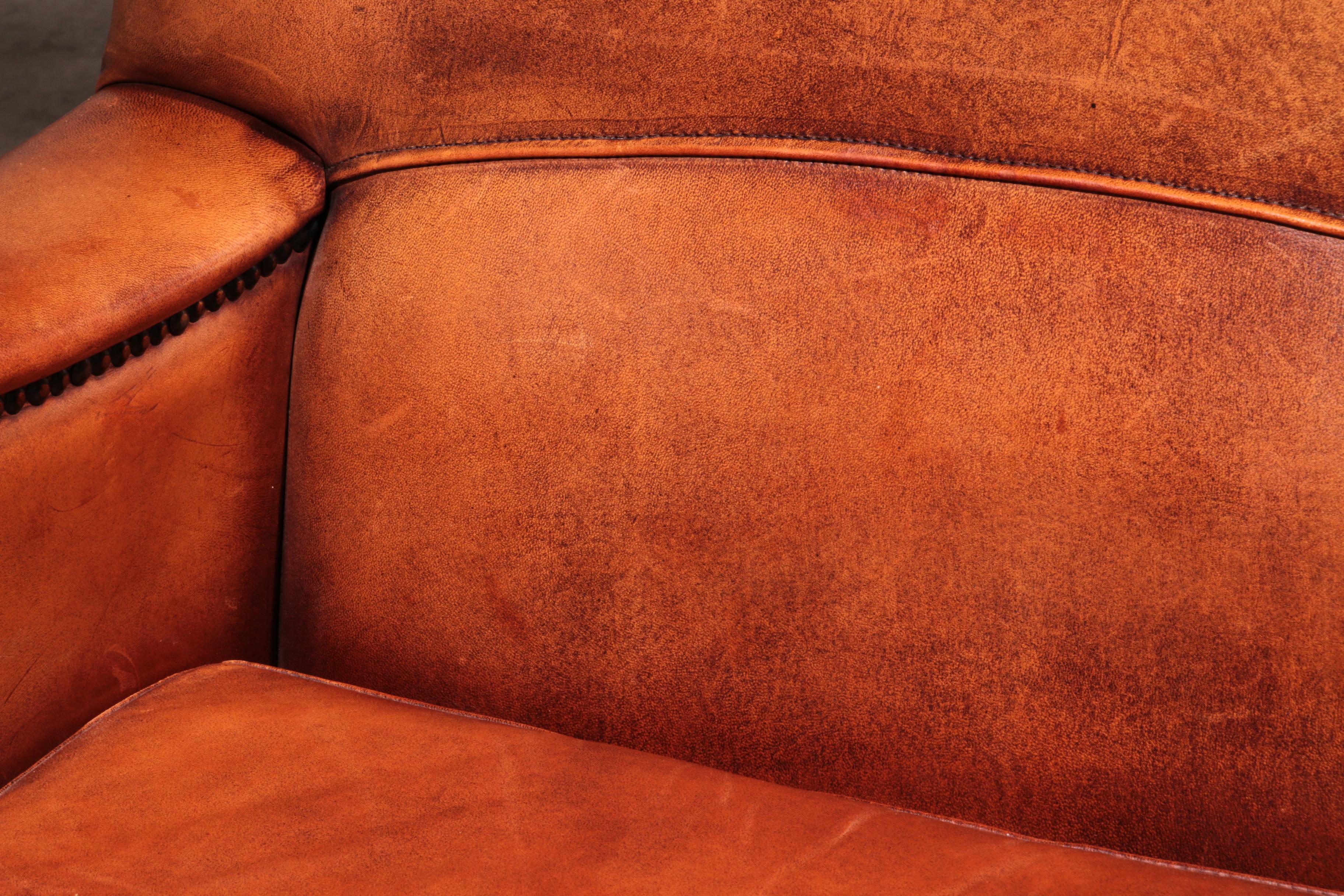 Fauteuil en cuir de mouton design néerlandais fait à la main 1970 - Marque Joris en vente 6
