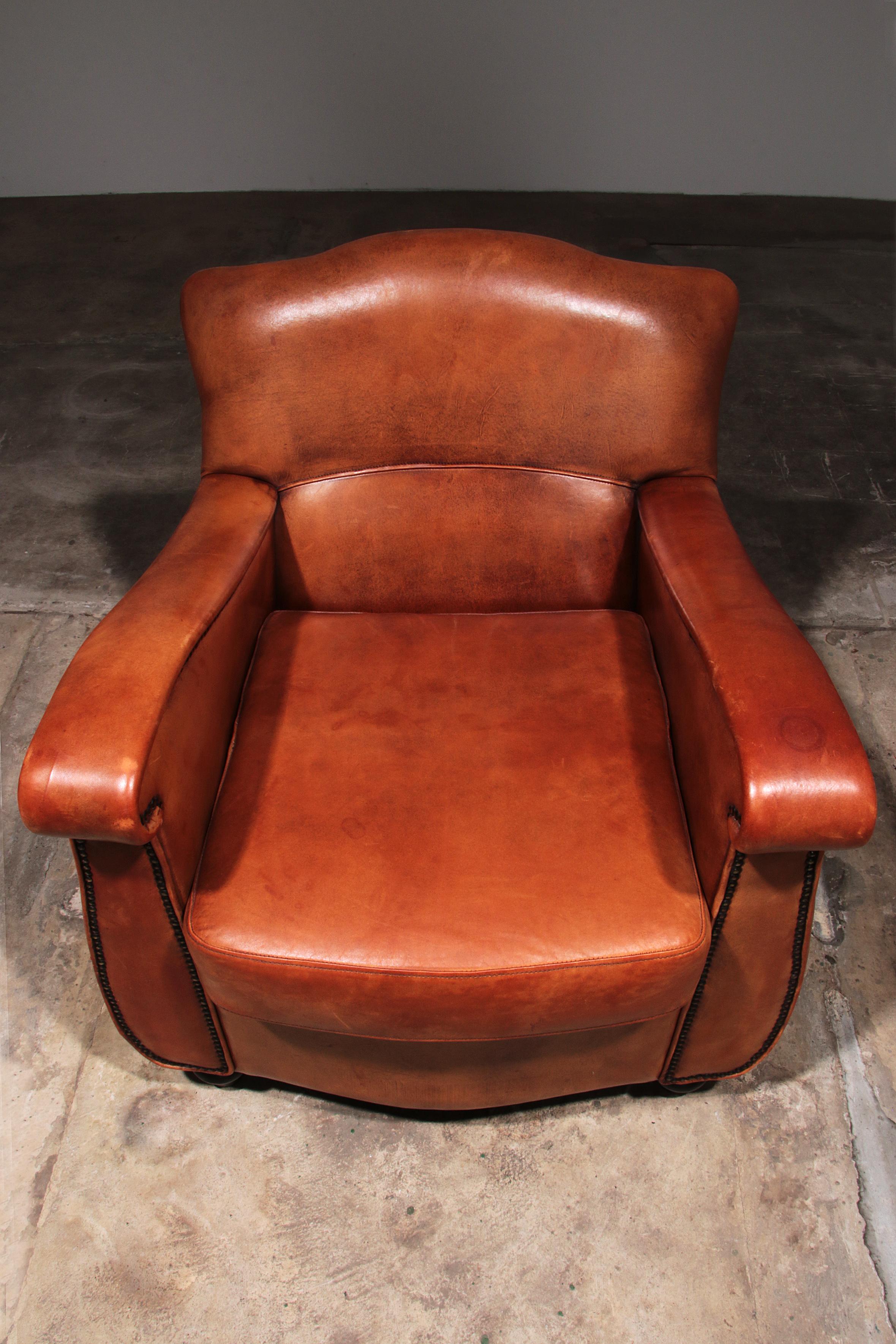 Cuir Fauteuil en cuir de mouton design néerlandais fait à la main 1970 - Marque Joris en vente