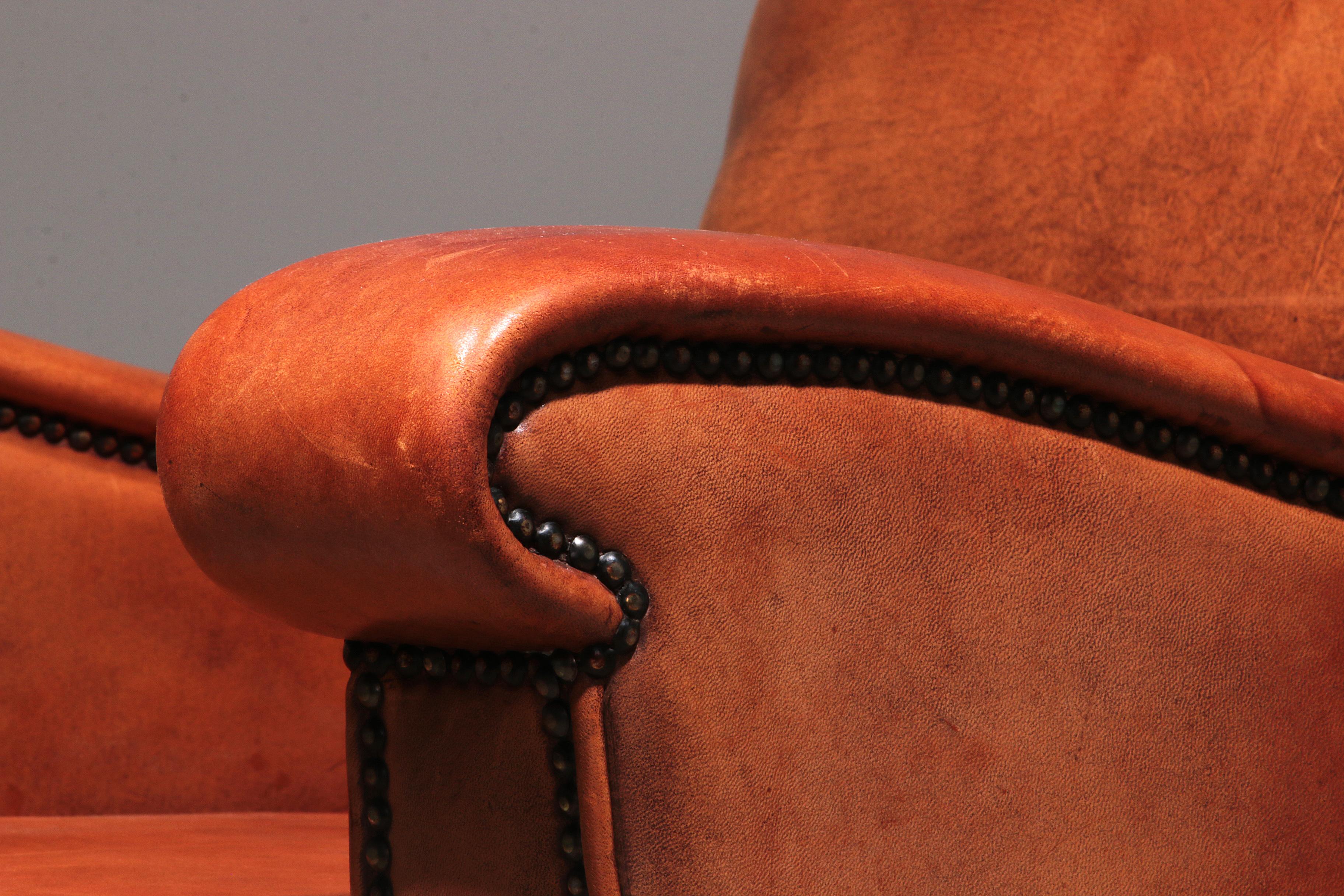 Fauteuil en cuir de mouton design néerlandais fait à la main 1970 - Marque Joris en vente 2